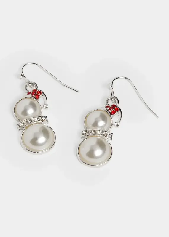 Whispers Pearl Snowman Earrings