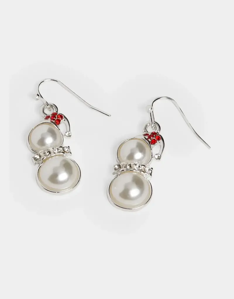 Whispers Pearl Snowman Earrings
