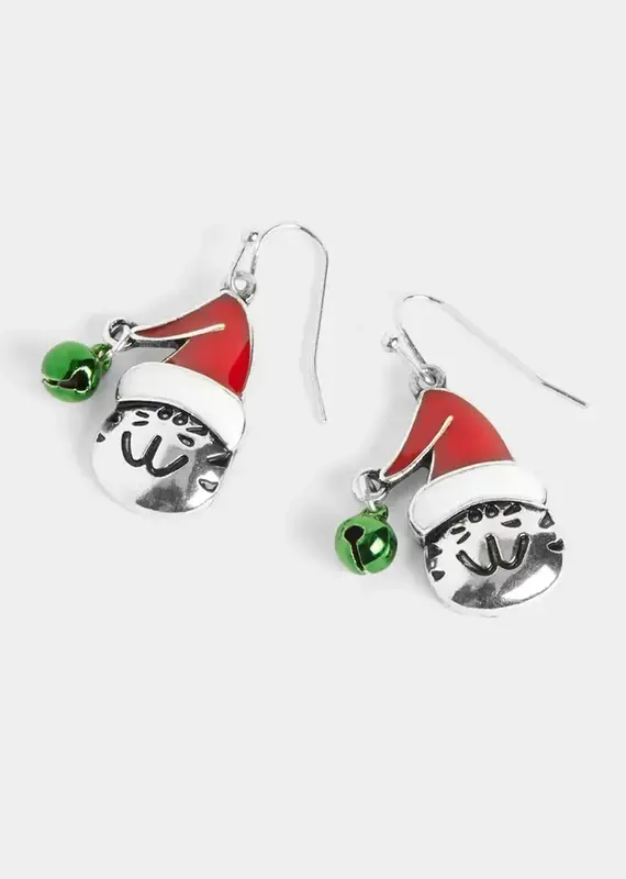 Whispers Santa Hat Cat Earrings