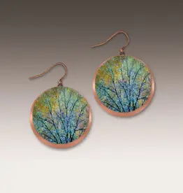 DC Designs Blue Branches Artistic Copper Halo Earrings