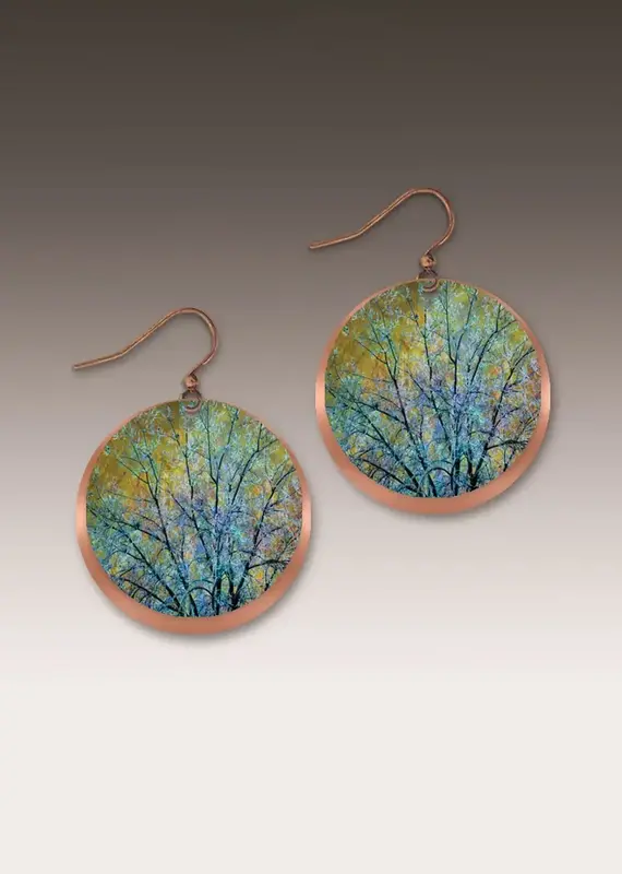 DC Designs Blue Branches Artistic Copper Halo Earrings
