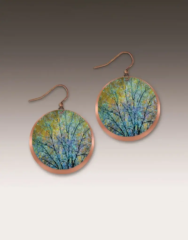 DC Designs Blue Branches Artistic Copper Halo Earrings