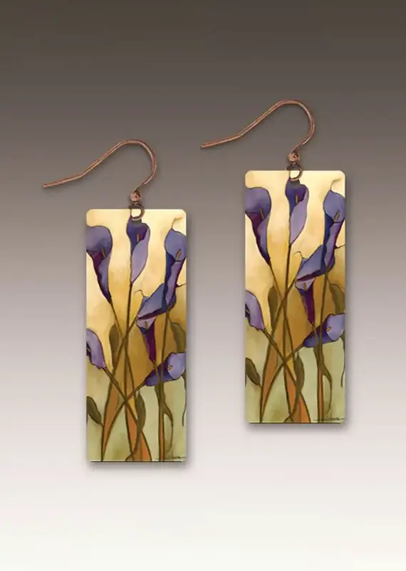 DC Designs Calla Lily Purple Rectangle Earrings