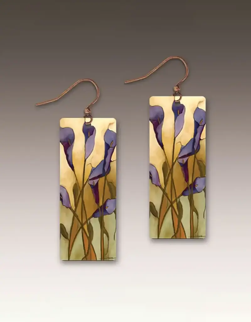 DC Designs Calla Lily Purple Rectangle Earrings