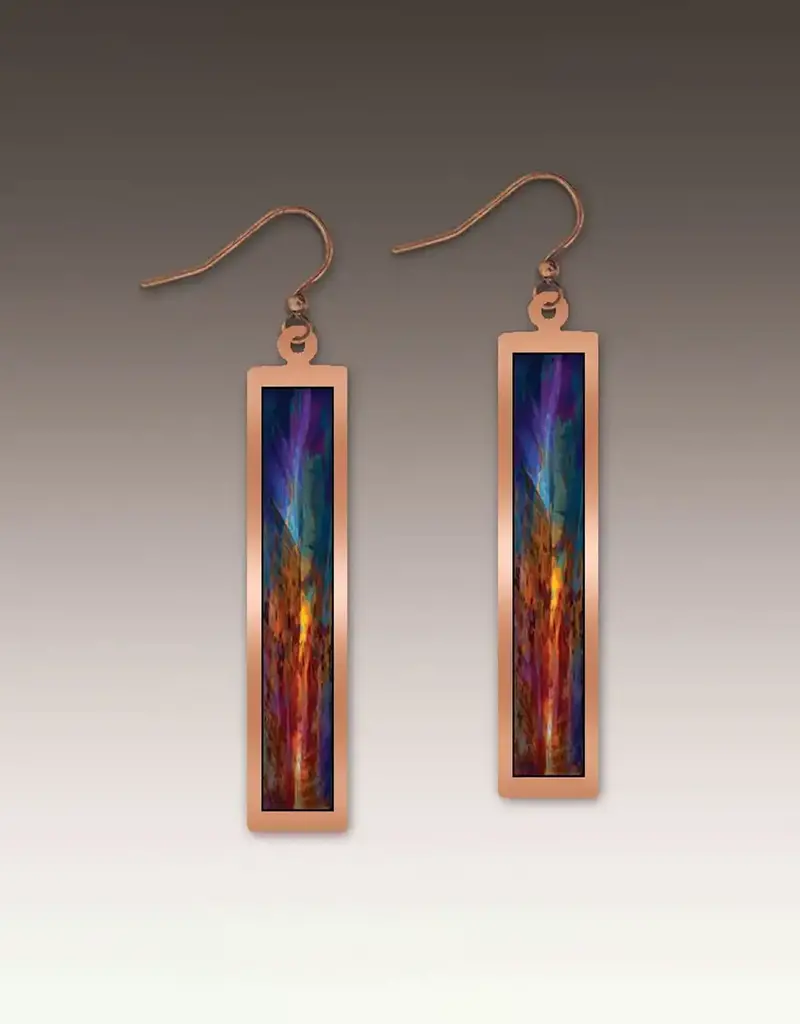 DC Designs Canyon Rust Abstract Copper Showcase Rectangle Earrings