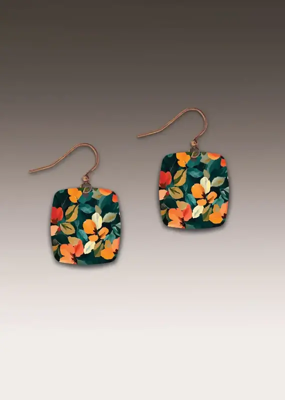DC Designs Dark Floral Button Drop Earrings