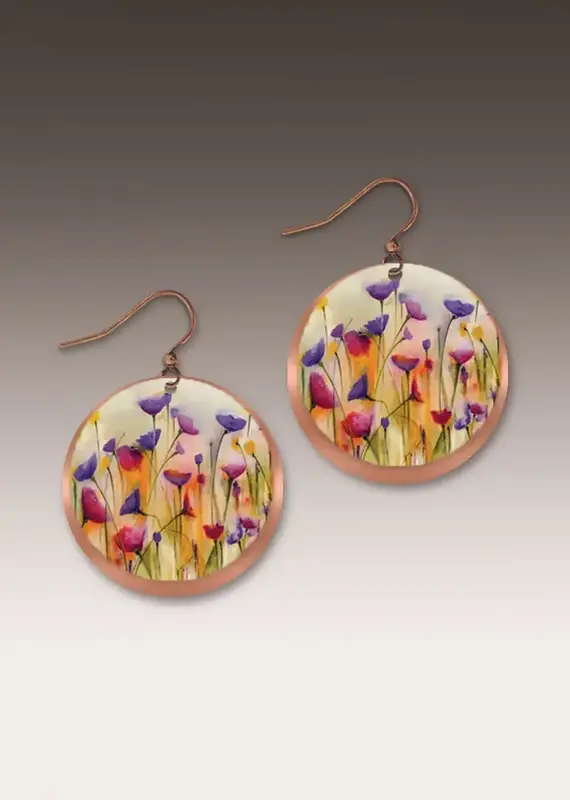 DC Designs Floral Copper Disc Layer Earrings