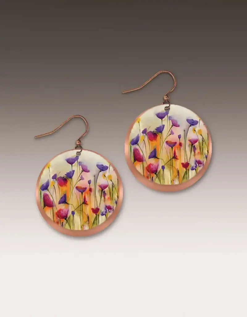 DC Designs Floral Copper Disc Layer Earrings