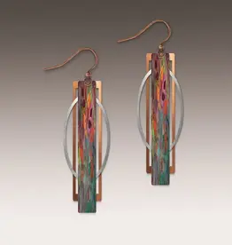 DC Designs Orange Green Geometric Multilayer Metal Accent Earrings