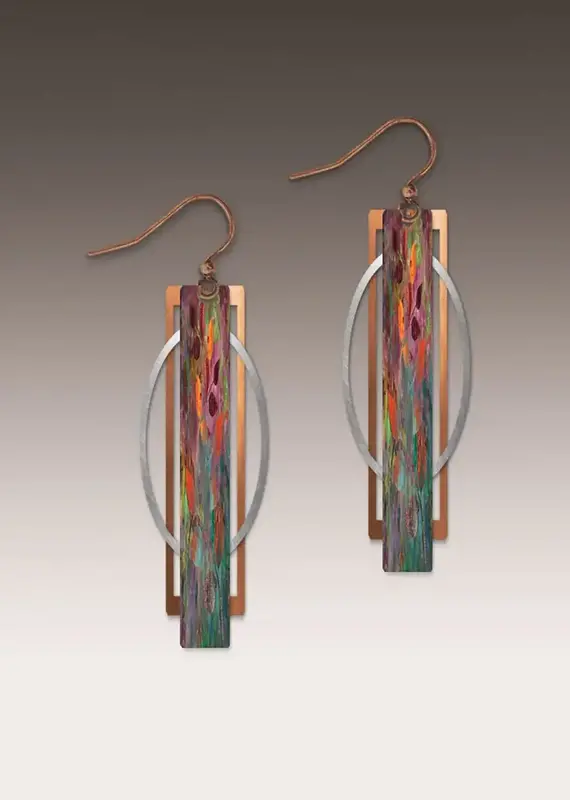 DC Designs Orange Green Geometric Multilayer Metal Accent Earrings