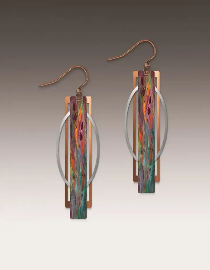 DC Designs Orange Green Geometric Multilayer Metal Accent Earrings