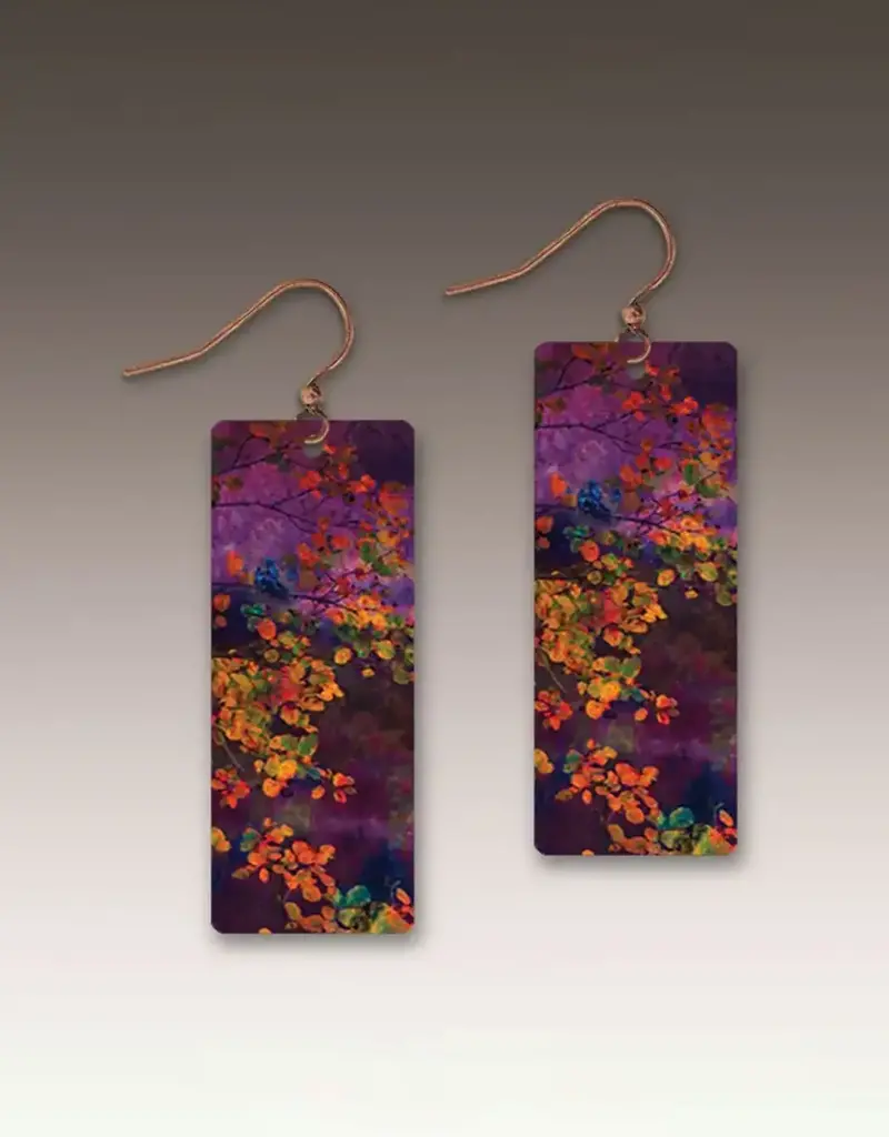 DC Designs Purple Foliage Nature Rectangle Earrings