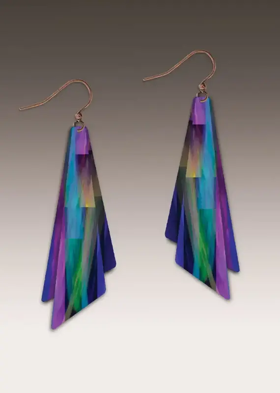 DC Designs Purple Rainbow Abstract Wing Multilayer Earrings