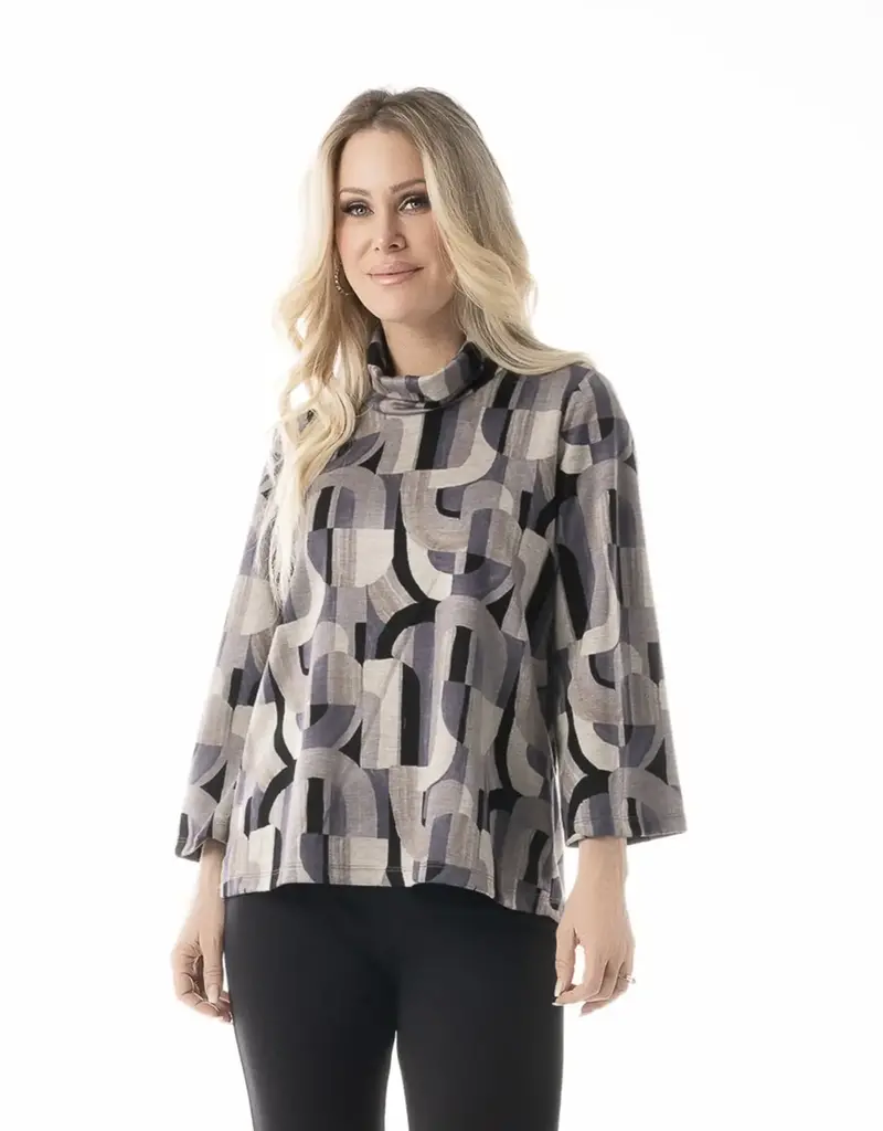 Pure Essence Geometric Turtleneck Top