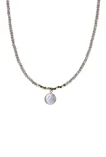 Kole Beaded Crystal Peal Coin Drop Necklace