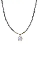 Kole Beaded Crystal Peal Coin Drop Necklace