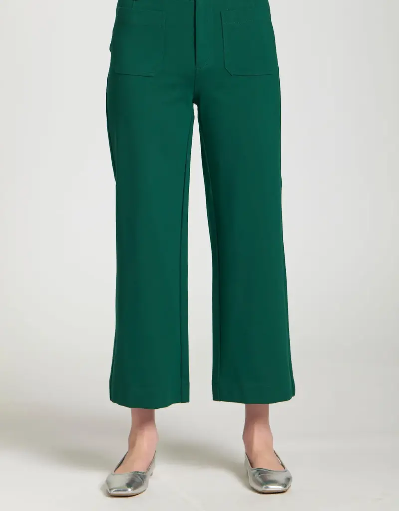 APNY Ponte Cropped Wide Leg Pant With Patch Pocket