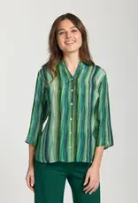 APNY 3/4 Sleeve Mandarin Collar Button-Up Top
