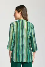 APNY 3/4 Sleeve Mandarin Collar Button-Up Top