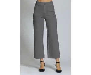 APNY Ponte Cropped Wide Leg Pant With Patch Pocket - Coyote Moon