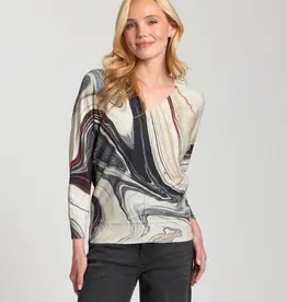 APNY Sunset Marble Printed V-Neck Pullover