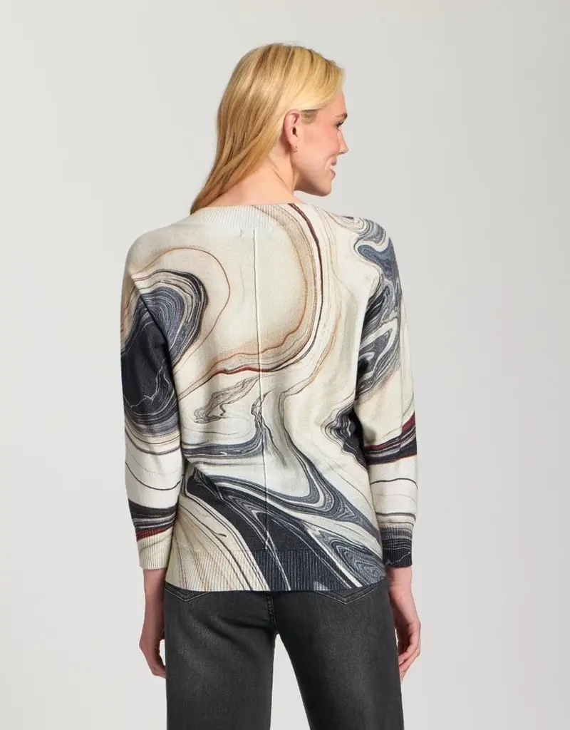 APNY Sunset Marble Printed V-Neck Pullover