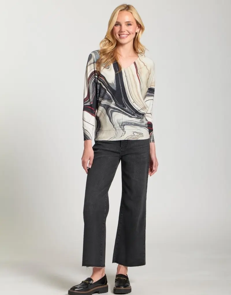 APNY Sunset Marble Printed V-Neck Pullover