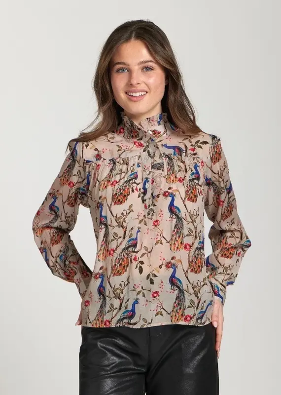 APNY Ruffle Half Placket Blouse