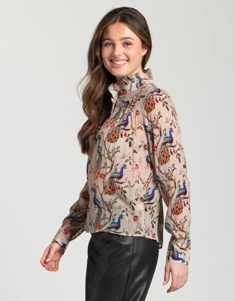APNY Ruffle Half Placket Blouse