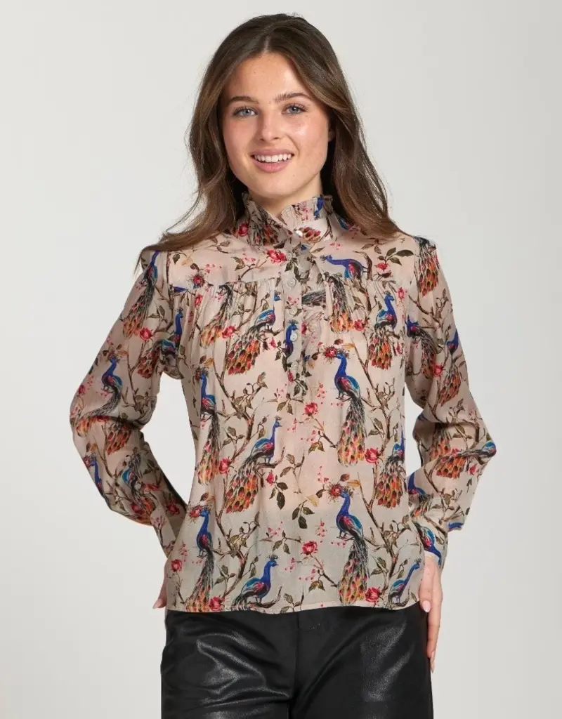APNY Ruffle Half Placket Blouse
