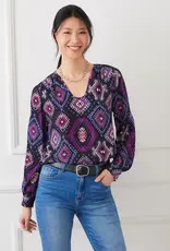 Karen Kane Long Sleeve Scoop Neck Blouse