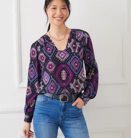 Karen Kane Long Sleeve Scoop Neck Blouse
