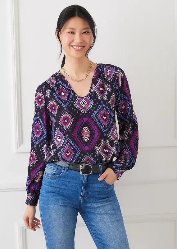 Karen Kane Long Sleeve Scoop Neck Blouse