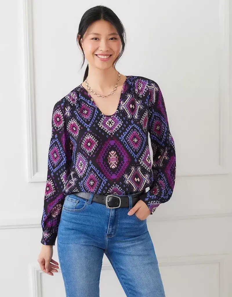 Karen Kane Long Sleeve Scoop Neck Blouse