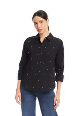 Karen Kane Embellished Ruched Sleeve Shirt