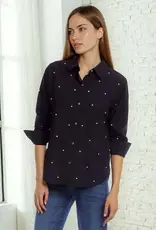 Karen Kane Embellished Ruched Sleeve Shirt