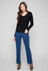 Charlie B Ribbed V-Neck Sweater With Heart Rivets
