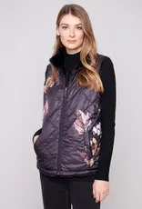 Charlie B Printed Reversible Quilted Faux Fur Vest