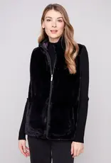 Charlie B Printed Reversible Quilted Faux Fur Vest