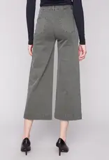 Charlie B Patch Pocket Wide Crop Flare Twill Pants