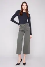 Charlie B Patch Pocket Wide Crop Flare Twill Pants