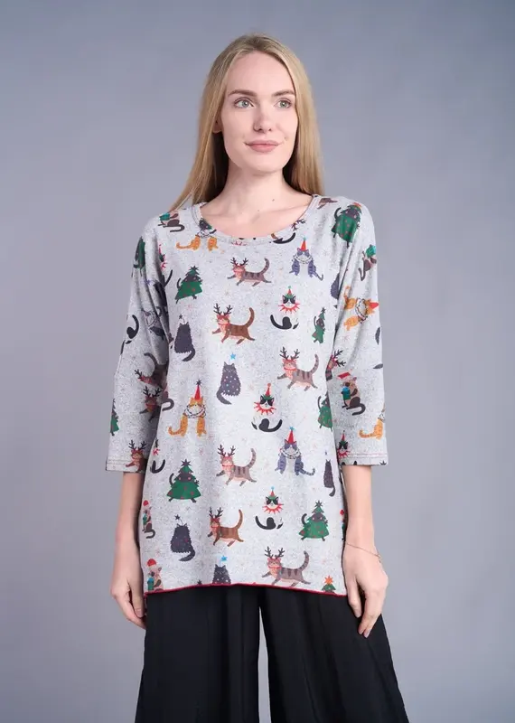 Shana Apparel Holiday Fleece Scoop Neck Top