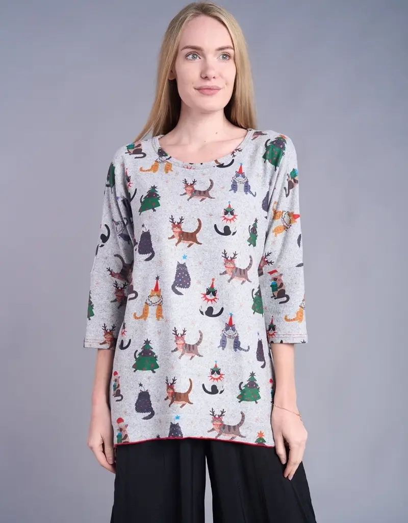 Shana Apparel Holiday Fleece Scoop Neck Top