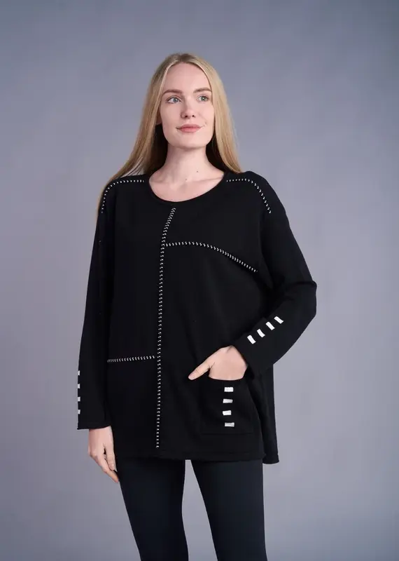 Shana Apparel Stitch Pocket Sweater