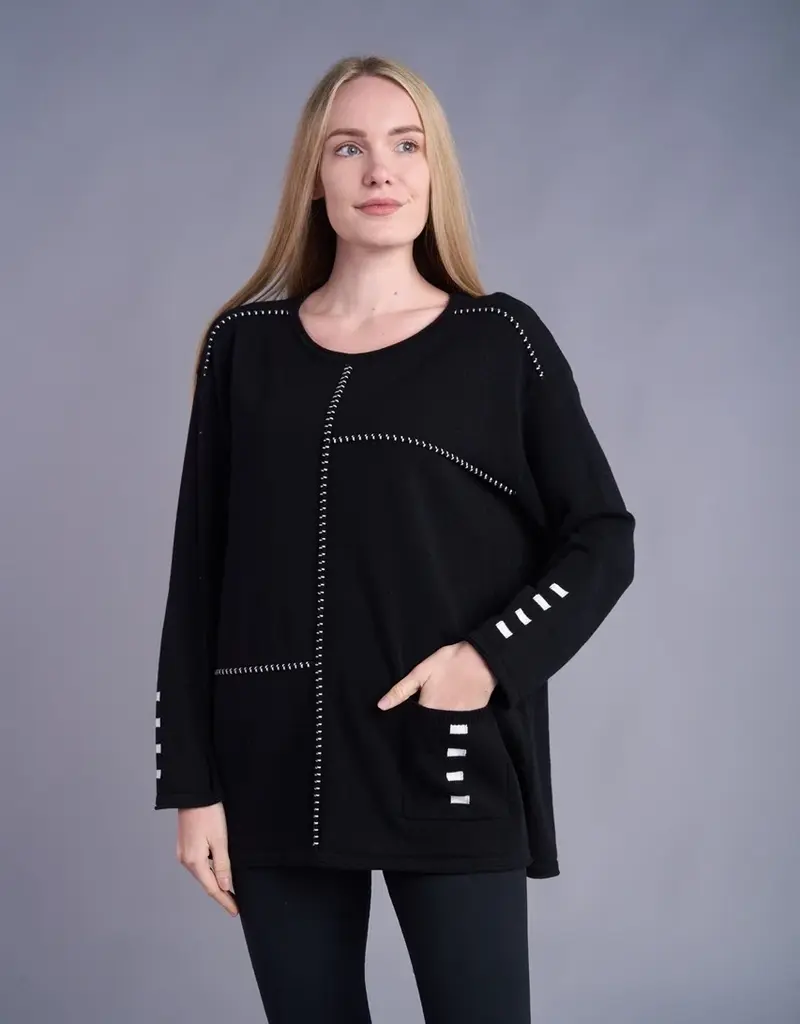 Shana Apparel Stitch Pocket Sweater