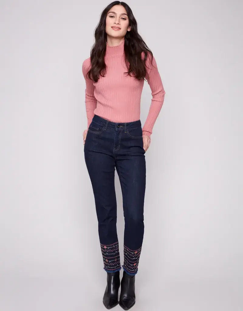Charlie B Embroidered Hem Jeans
