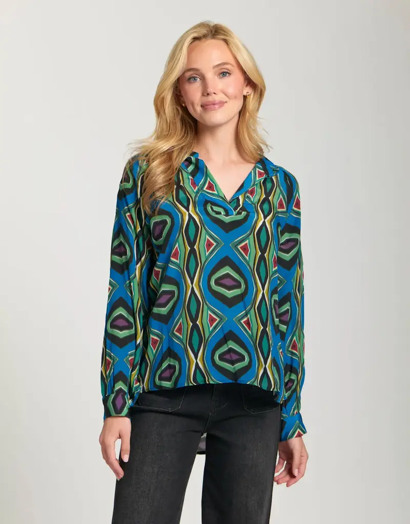 APNY Half-Plaket Pullover Blouse