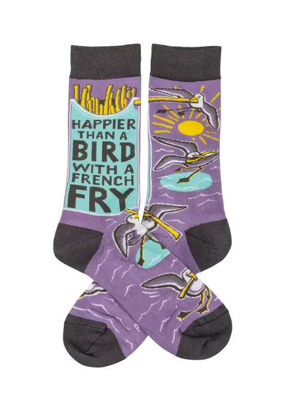 Primitives by Kathy Happier Than A Bird with A French Fry LOL Crew Socks