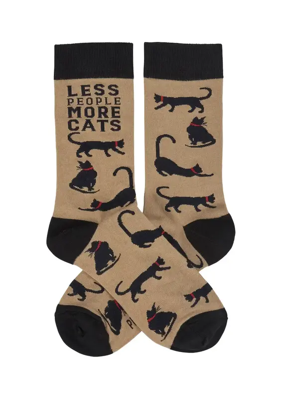 Primitives by Kathy Less People More Cats LOL Crew Socks