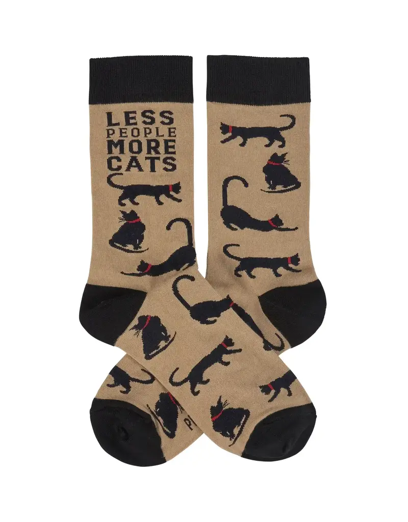 Primitives by Kathy Less People More Cats LOL Crew Socks